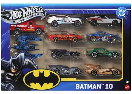 Hot WheelsToy Cars, 10-Pack of Batman-Themed 1:64 Scale Die-Cast Vehicles, Popular Hero, Sidekick & Villain Castings from The Global Franchise