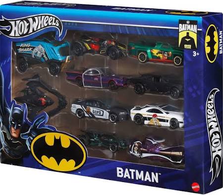 Hot WheelsToy Cars, 10-Pack of Batman-Themed 1:64 Scale Die-Cast Vehicles, Popular Hero, Sidekick & Villain Castings from The Global Franchise