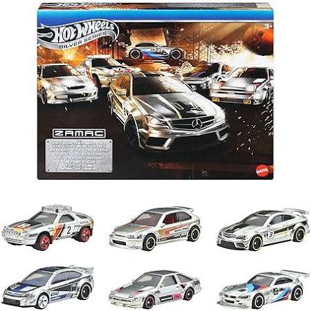 HOT WHEELS PACK OF 6 ZAMAC : SILVER SERIES