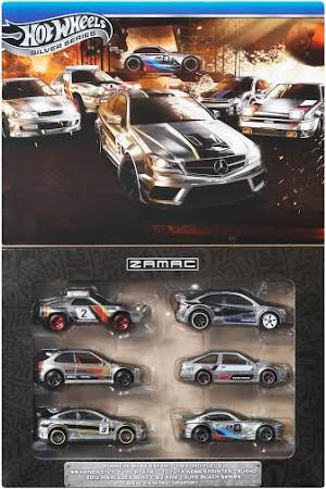 HOT WHEELS PACK OF 6 ZAMAC : SILVER SERIES
